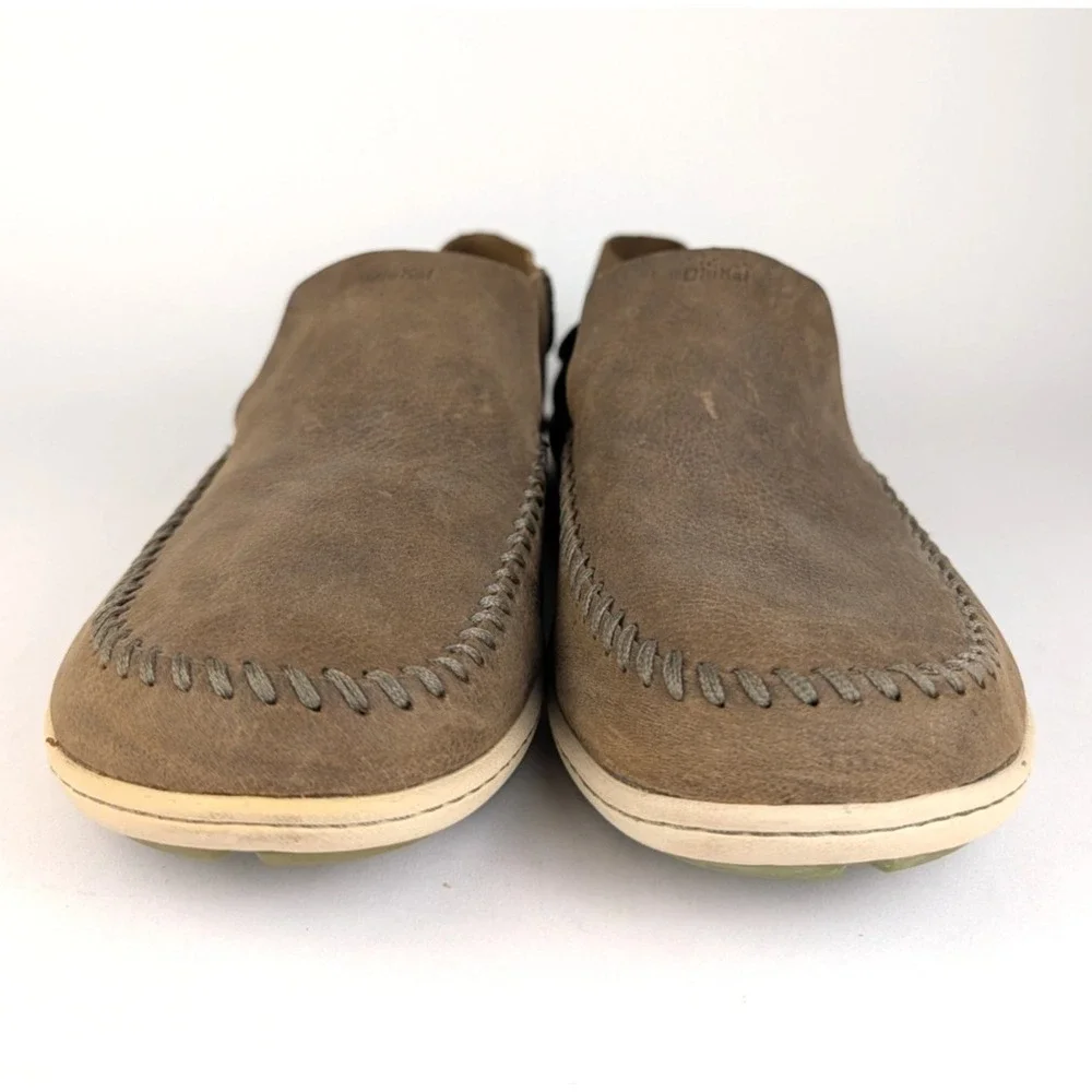 Olukai Akahai Men's Size US‎ 9 Leather Slip-On Loafers Shoe Casual Brown 10299